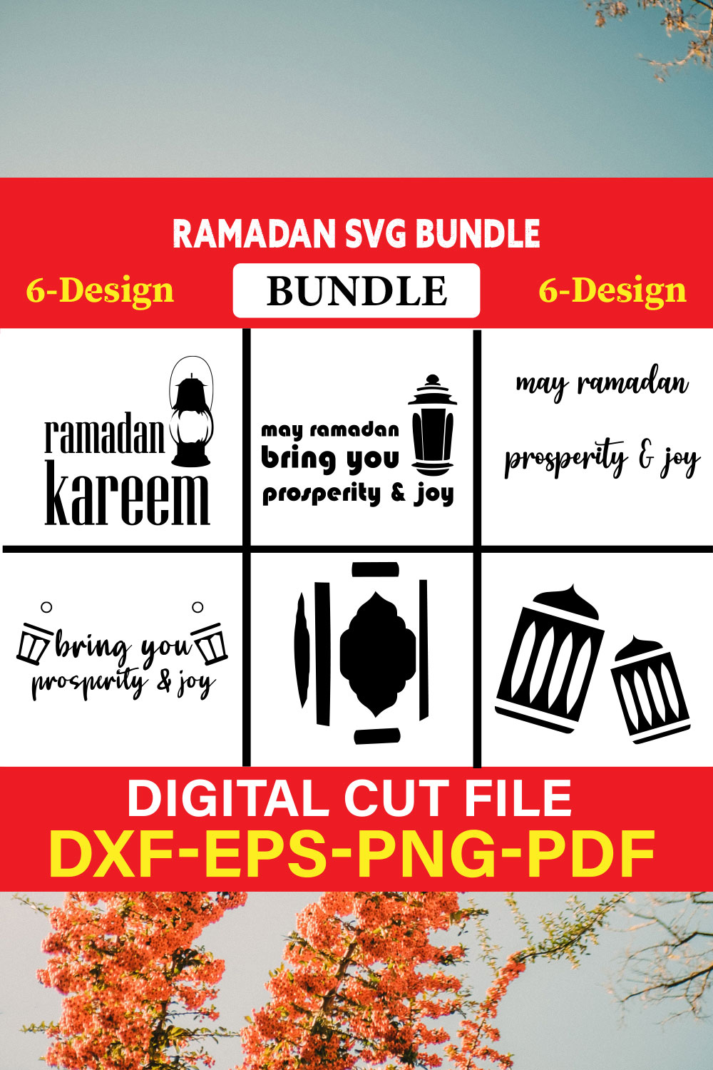 Ramadan T-shirt Design Bundle Vol-3 pinterest preview image.