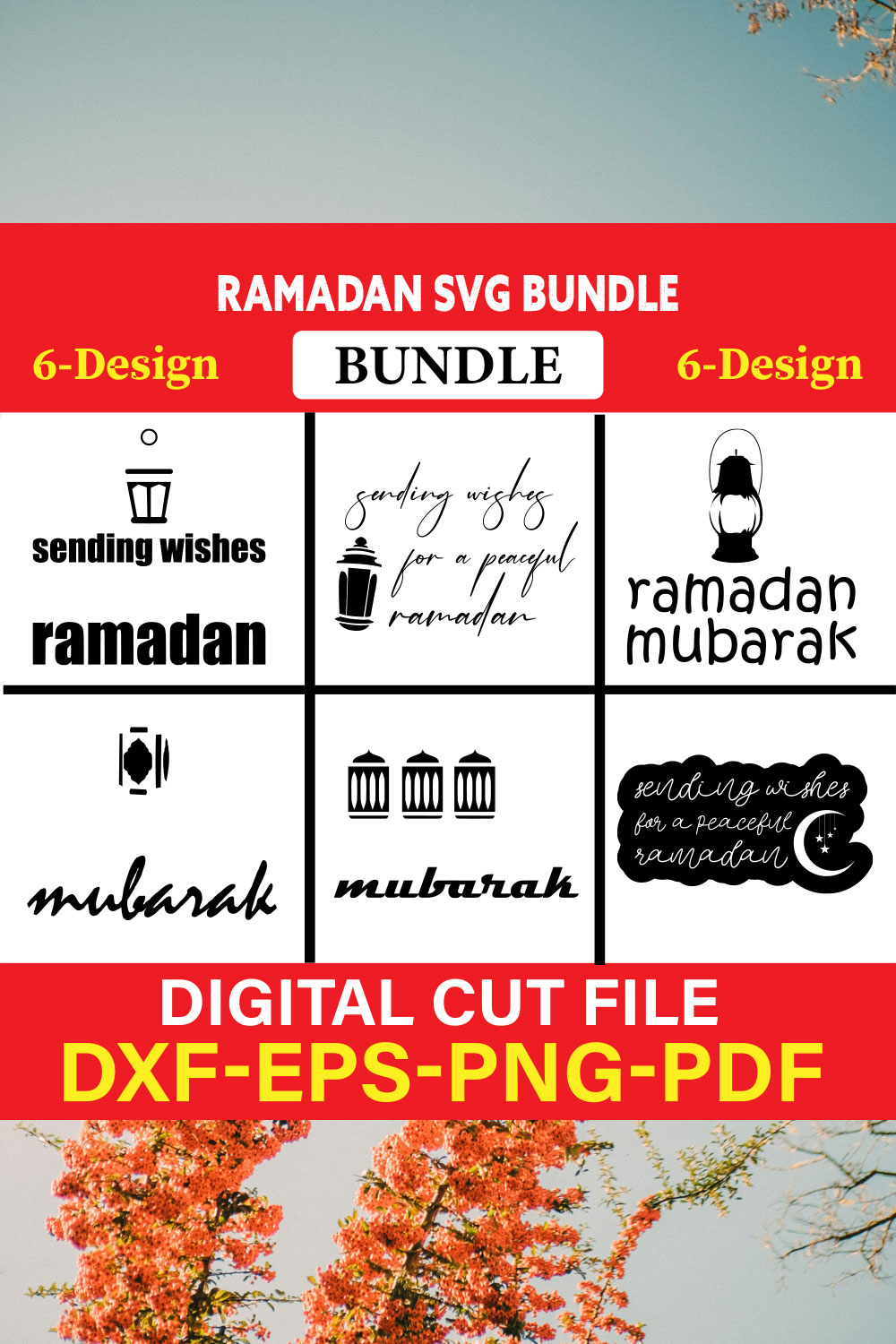 Ramadan T-shirt Design Bundle Vol-1 pinterest preview image.