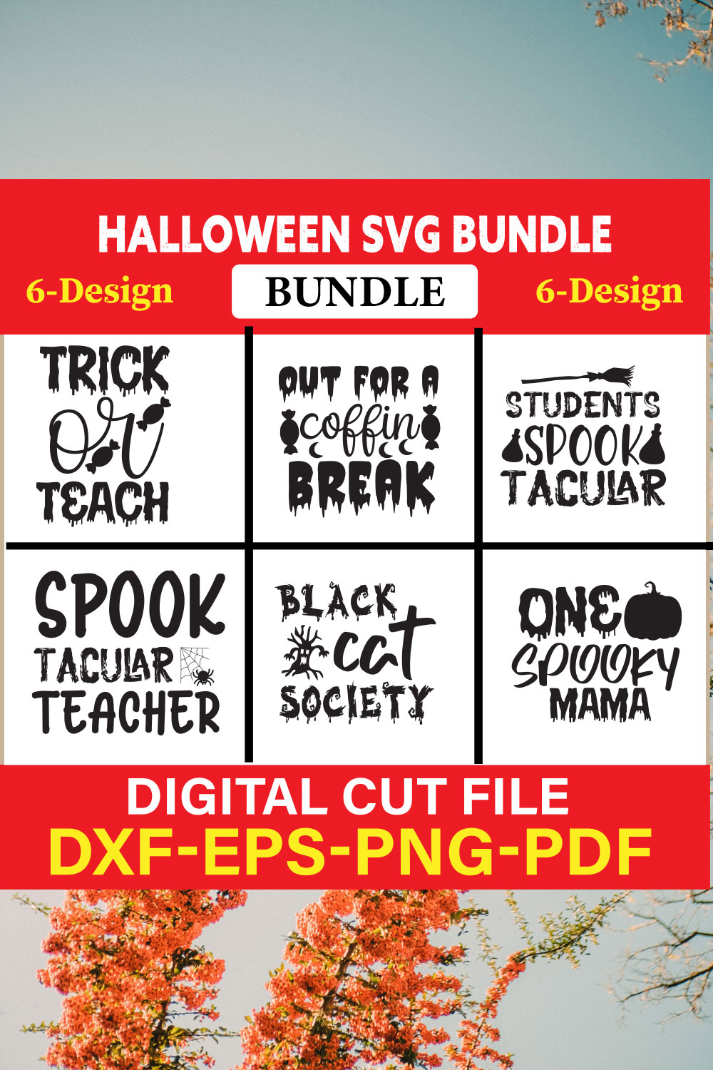 Halloween Svg Bundle, Halloween Bundle, Witch svg, Ghost svg, Pumpkin svg, Halloween Vector, Cricut, Funny Mom Svg Vol-01 pinterest preview image.