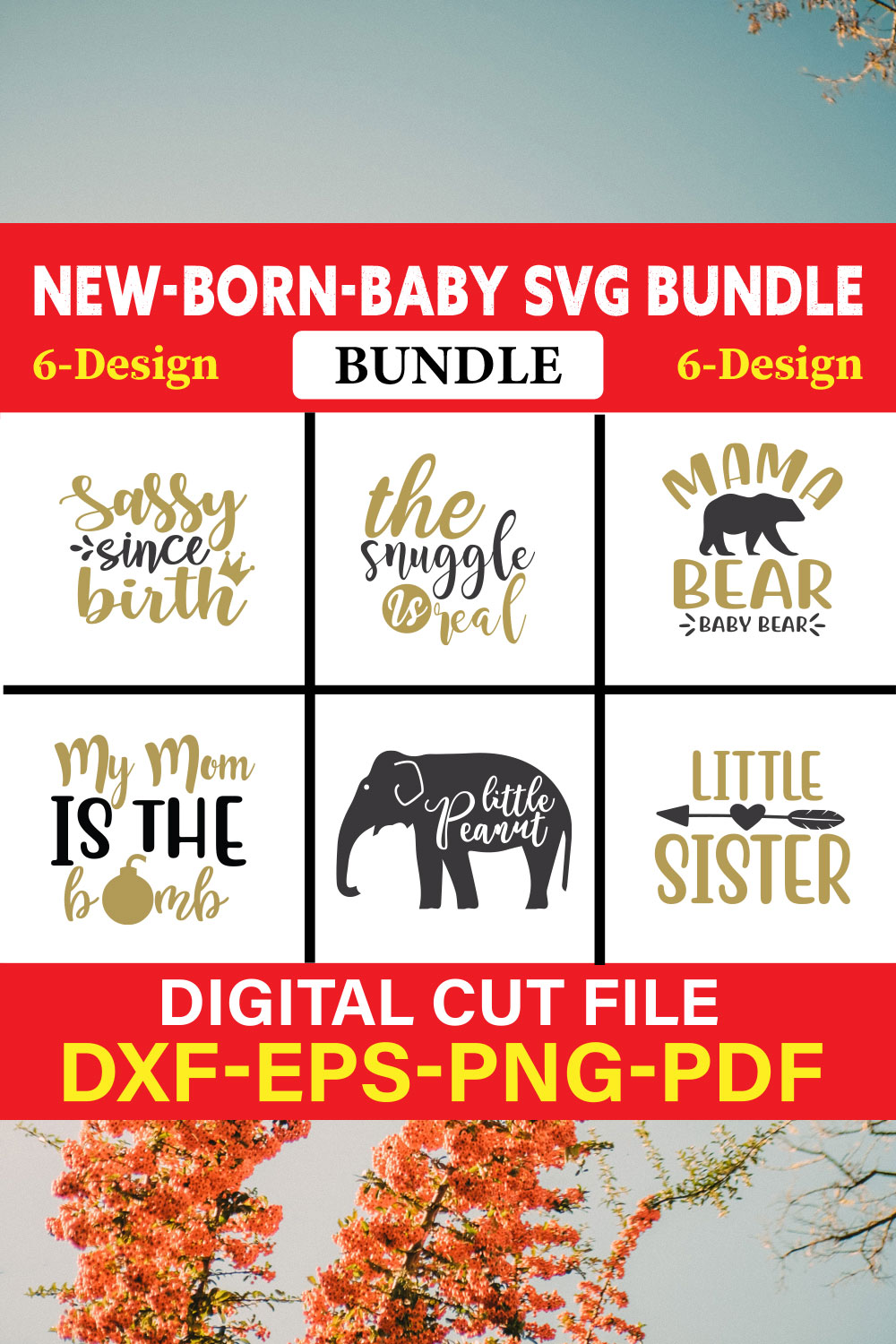New-Born-Baby T-shirt Design Bundle Vol-3 pinterest preview image.