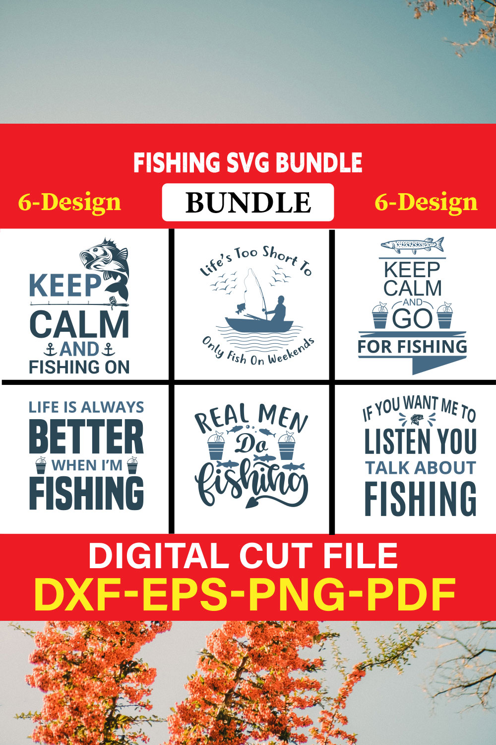 Fishing T-shirt Design Bundle Vol-4 pinterest preview image.