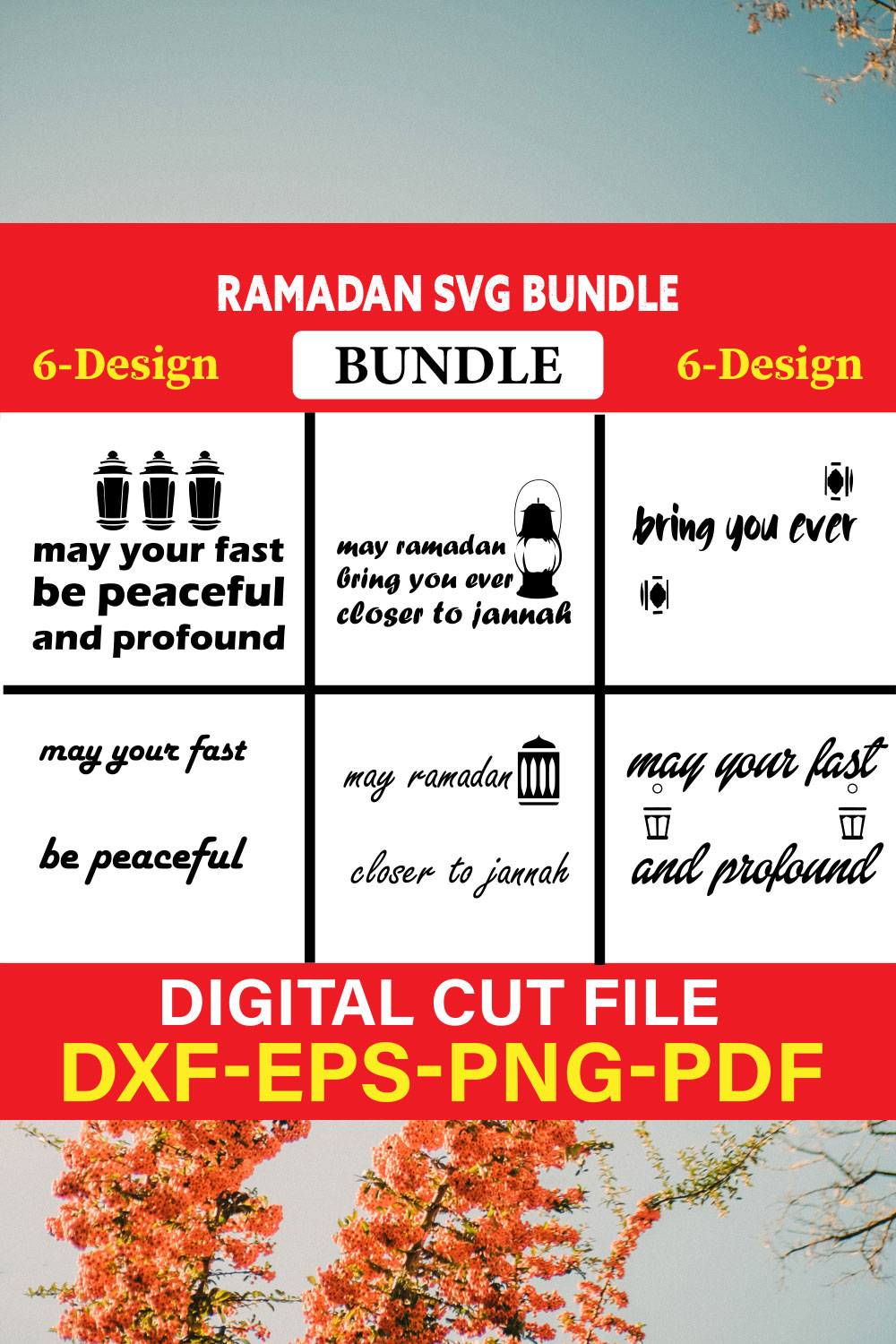 Ramadan T-shirt Design Bundle Vol-5 pinterest preview image.