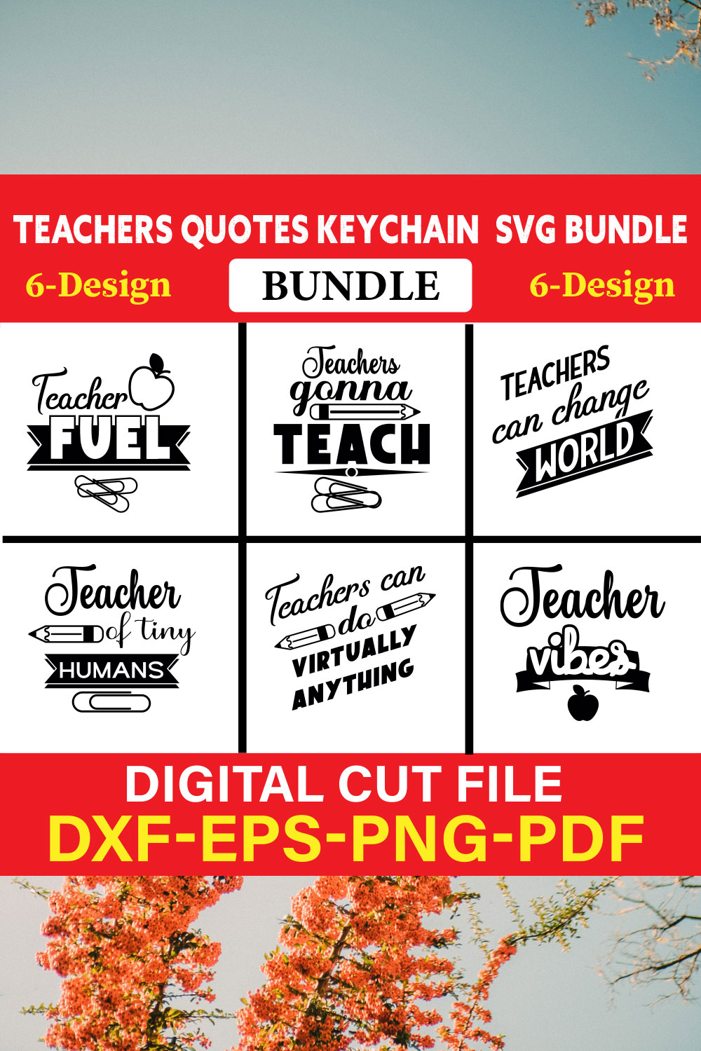 Teachers Quotes Keychain T-shirt Design Bundle Vol-3 pinterest preview image.