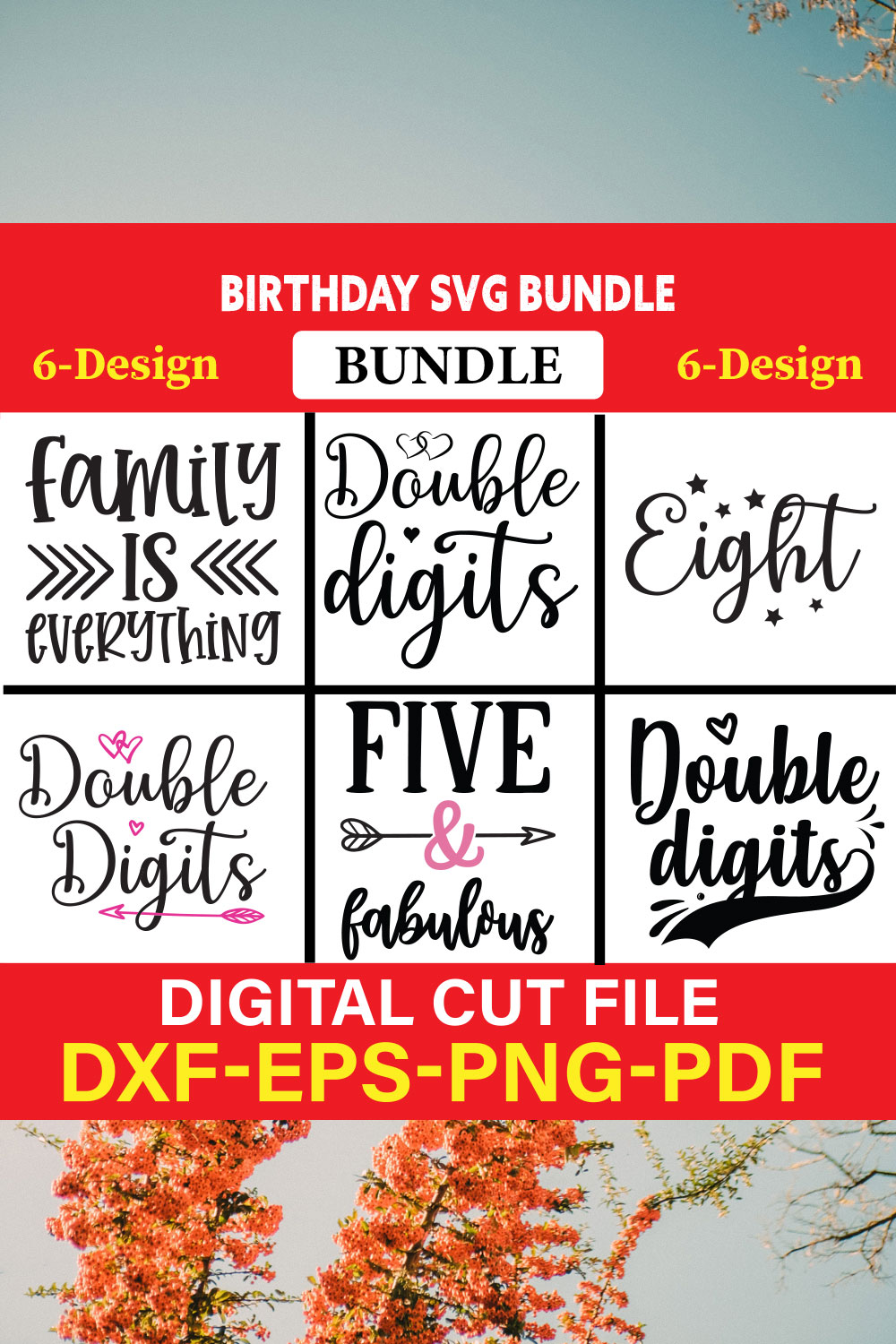 Birthday T-shirt Design Bundle Vol-6 pinterest preview image.