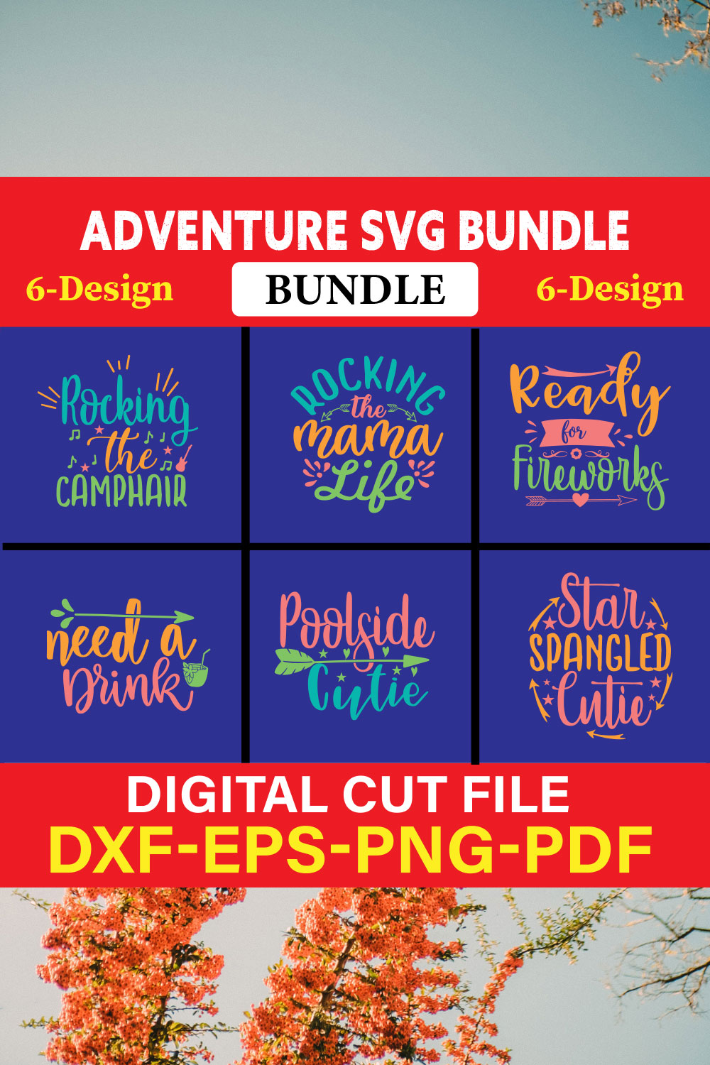 Adventure T-shirt Design Bundle Vol-5 pinterest preview image.