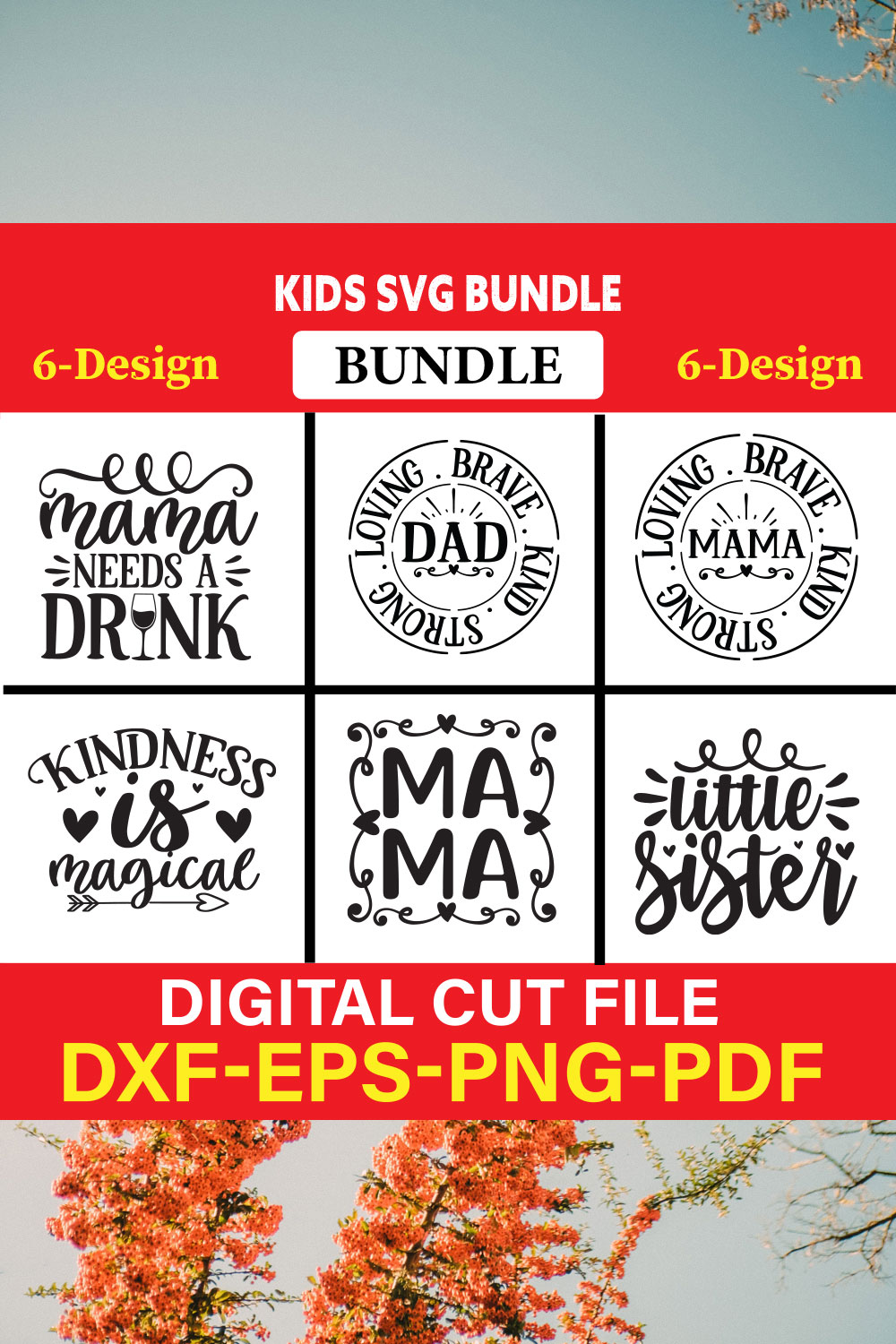 Kids T-shirt Design Bundle Vol-9 pinterest preview image.