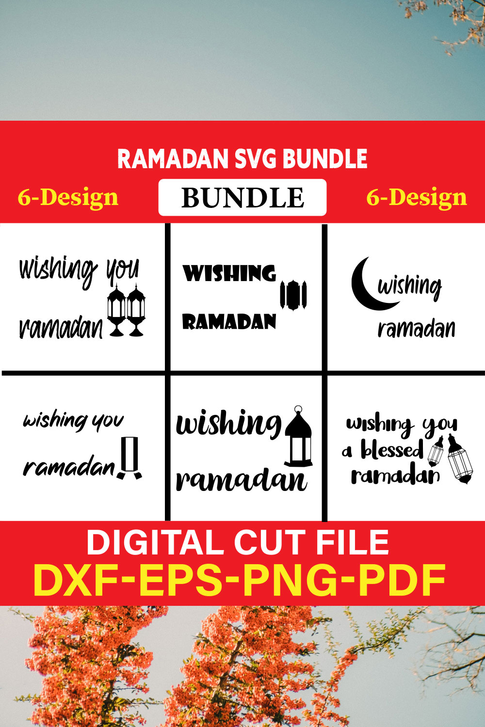 Ramadan T-shirt Design Bundle Vol-2 pinterest preview image.