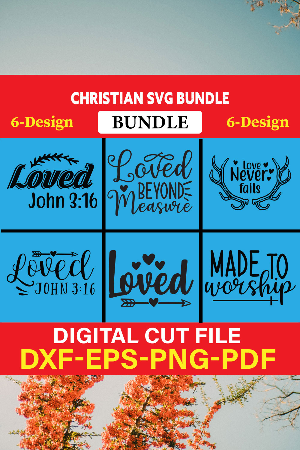 Christian T-shirt Design Bundle Vol-17 pinterest preview image.
