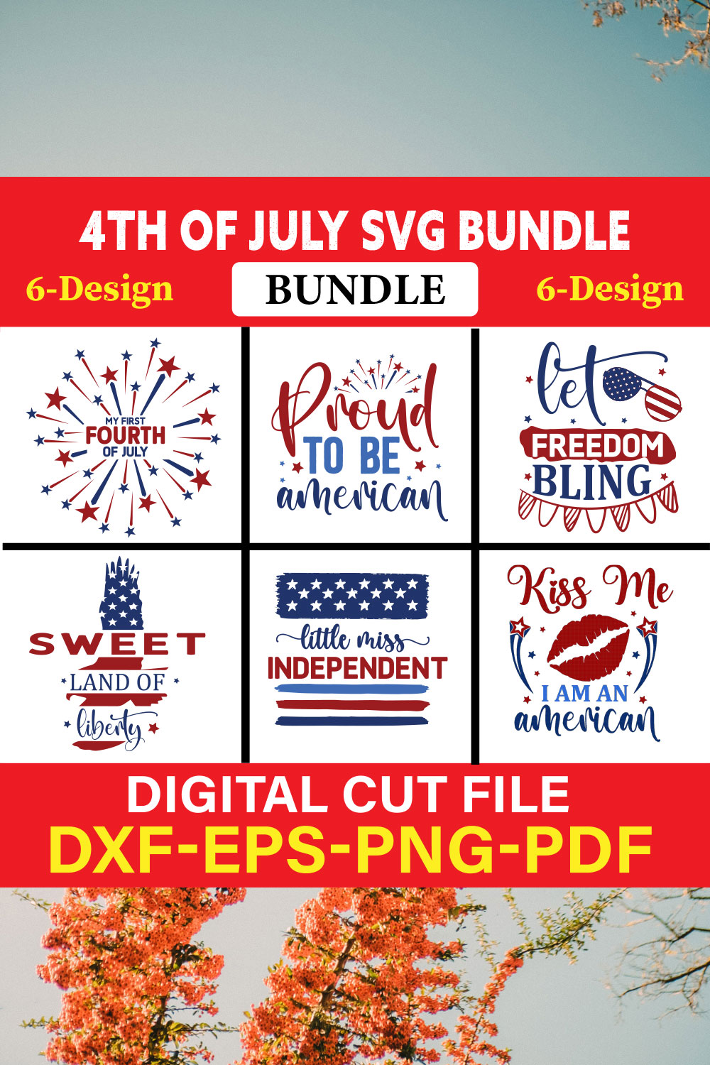 4th Of July T-shirt Design Bundle Vol-10 pinterest preview image.