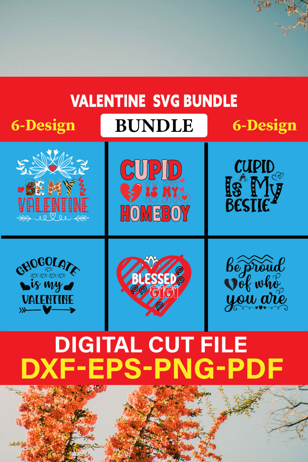 Valentine T-shirt Design Bundle Vol-9 pinterest preview image.