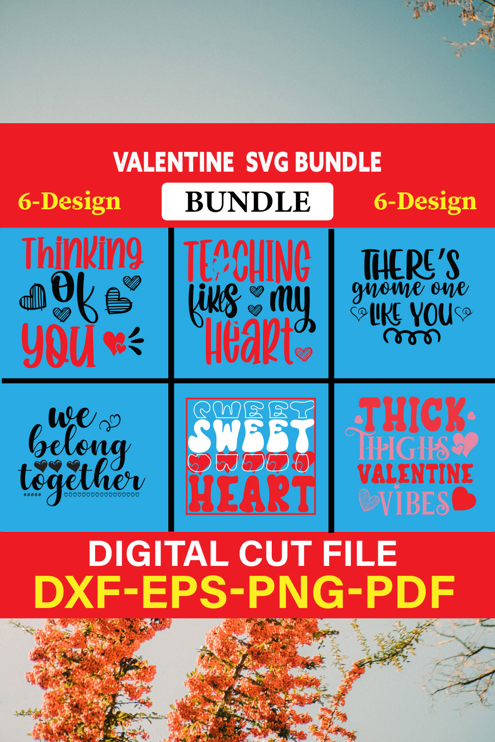 Valentine T-shirt Design Bundle Vol-22 pinterest preview image.