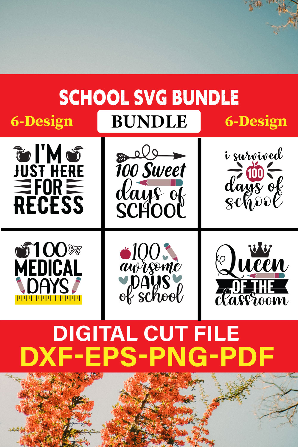 School svg bundle T-shirt Design Bundle Vol-7 pinterest preview image.