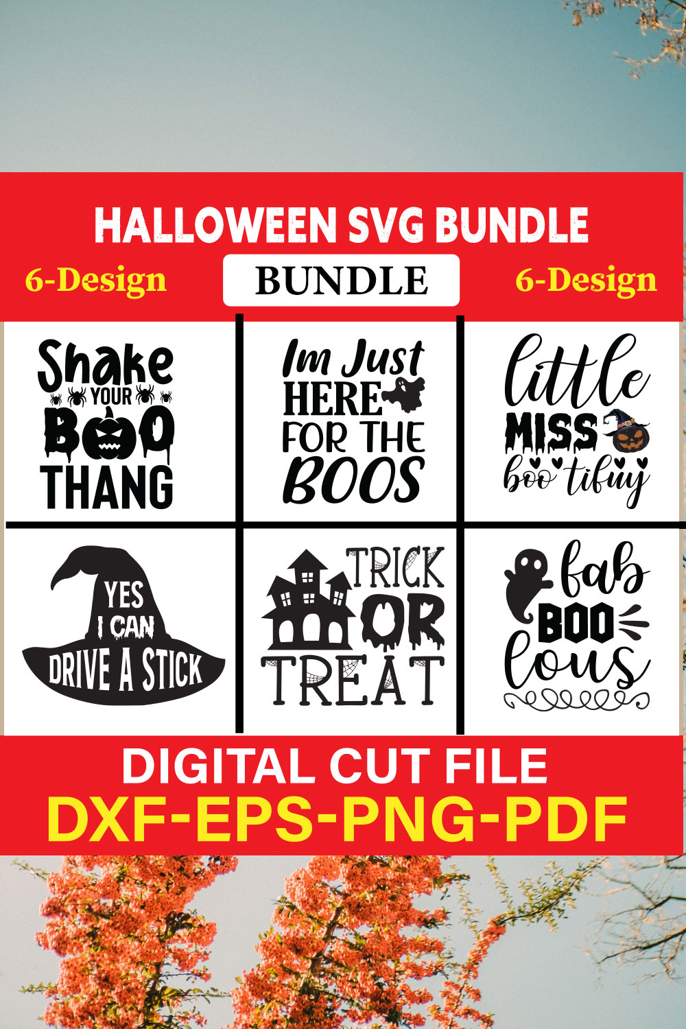 Halloween Svg Bundle, Halloween Bundle, Witch svg, Ghost svg, Pumpkin svg, Halloween Vector, Cricut, Funny Mom Svg Vol-12 pinterest preview image.