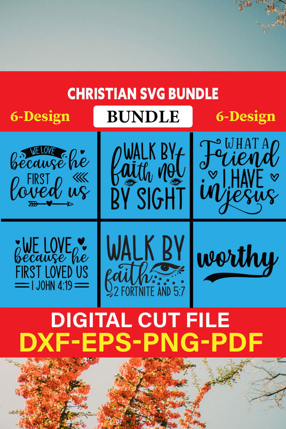 Christian T-shirt Design Bundle Vol-25 pinterest preview image.