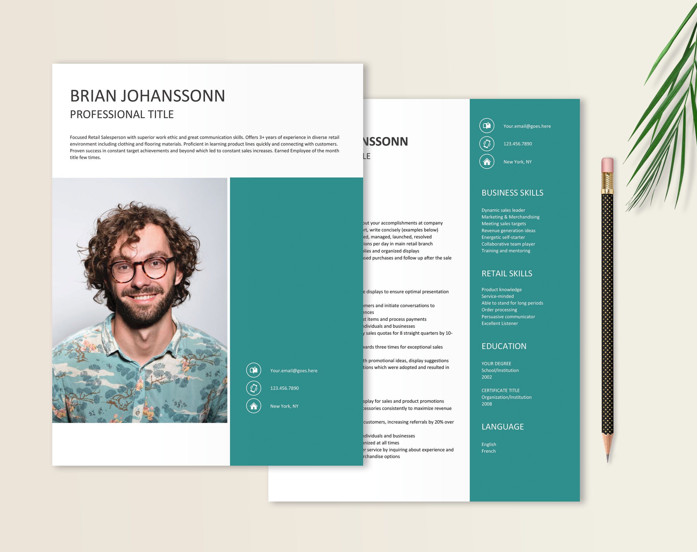 Salesperson Resume Template preview image.