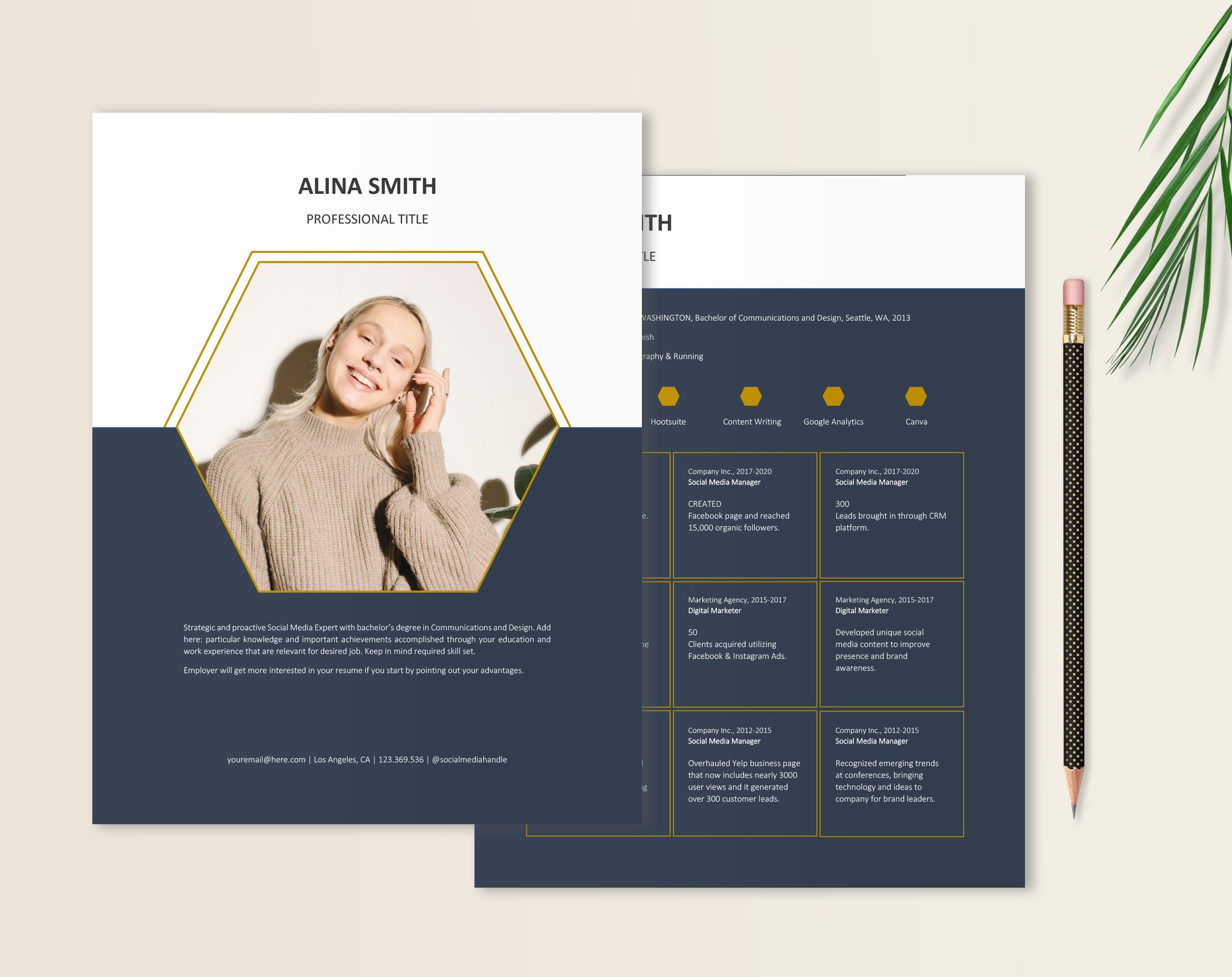 Digital Marketing Resume Template preview image.