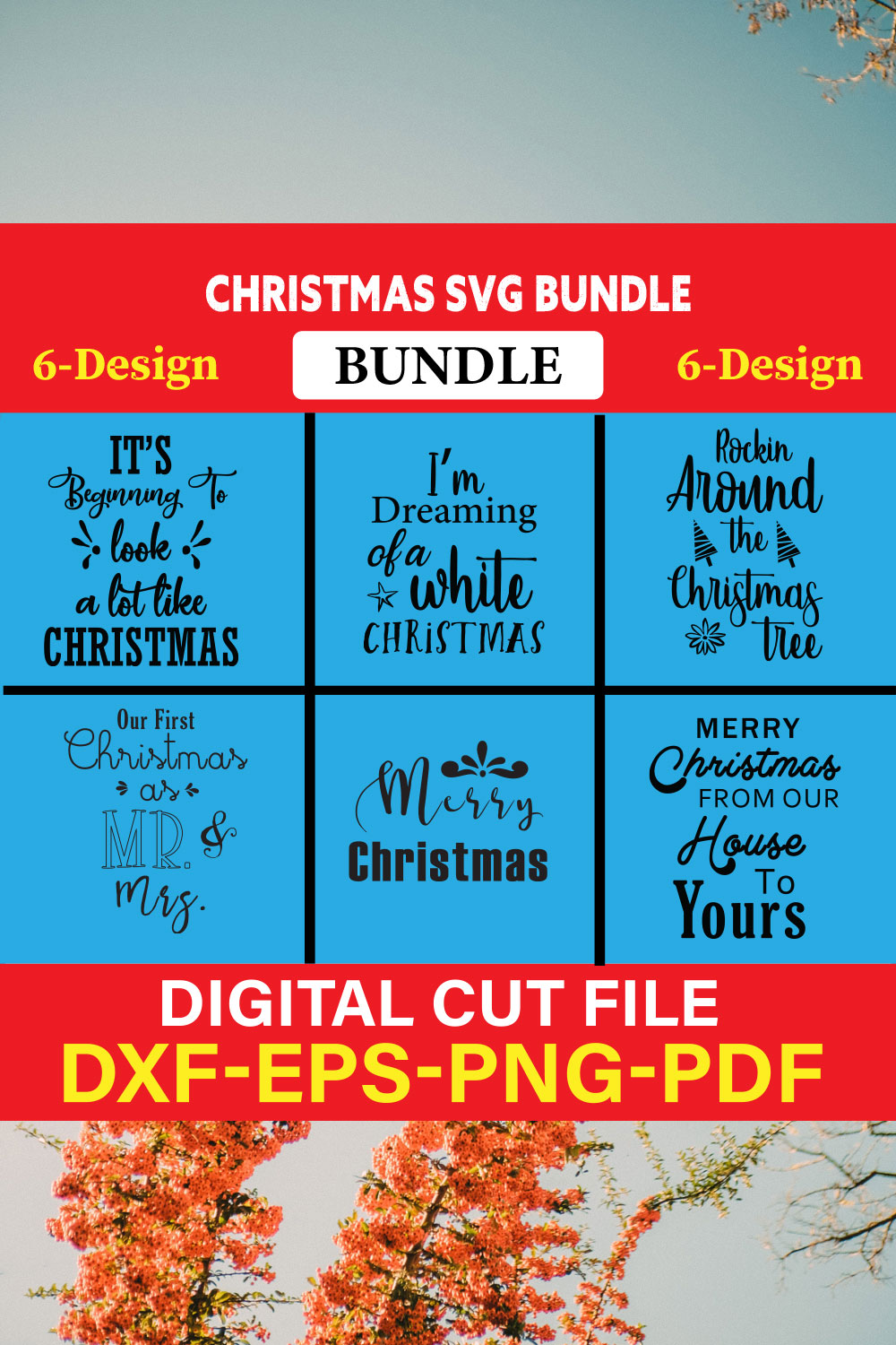 Christmas T-shirt Design Bundle Vol-1 pinterest preview image.