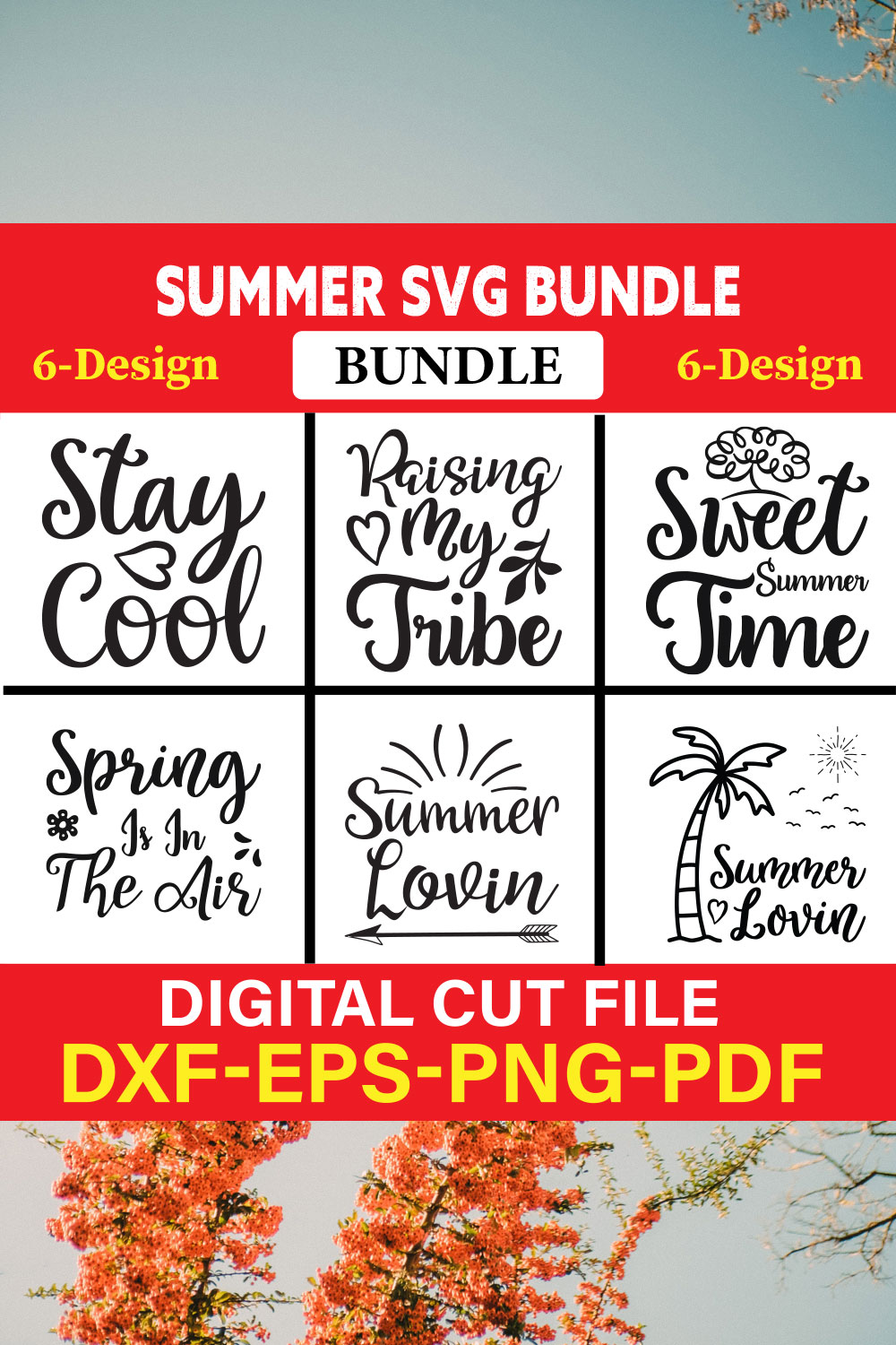 Summer T-shirt Design Bundle Vol-22 pinterest preview image.