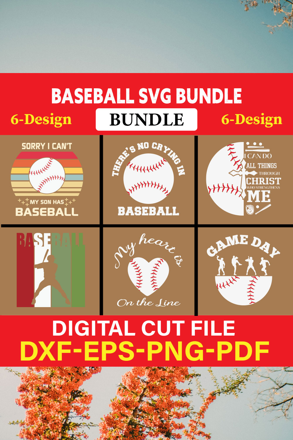 Baseball T-shirt Design Bundle Vol-9 pinterest preview image.
