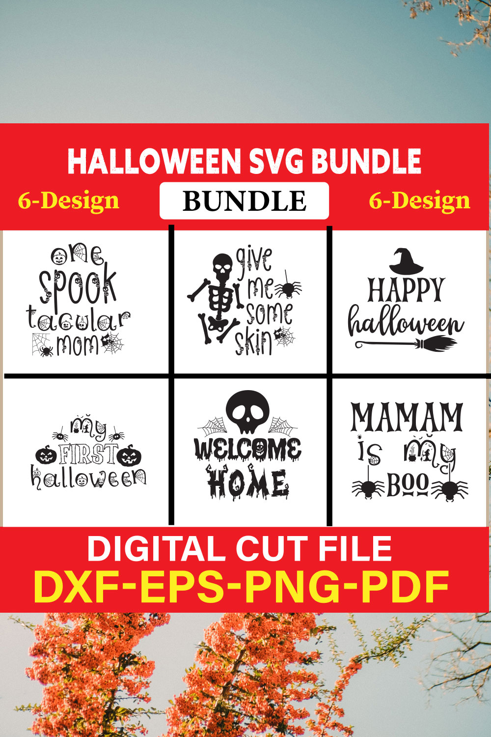 Halloween Svg Bundle, Halloween Bundle, Witch svg, Ghost svg, Pumpkin svg, Halloween Vector, Cricut, Funny Mom Svg Vol-19 pinterest preview image.