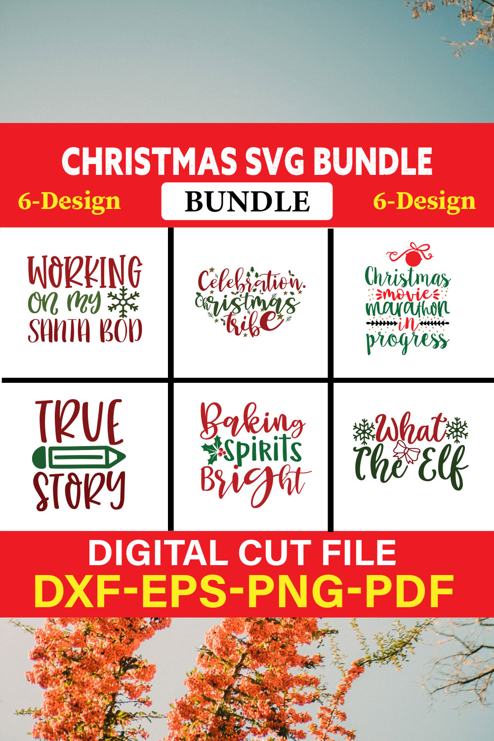 Christmas T-shirt Design Bundle Vol-26 pinterest preview image.