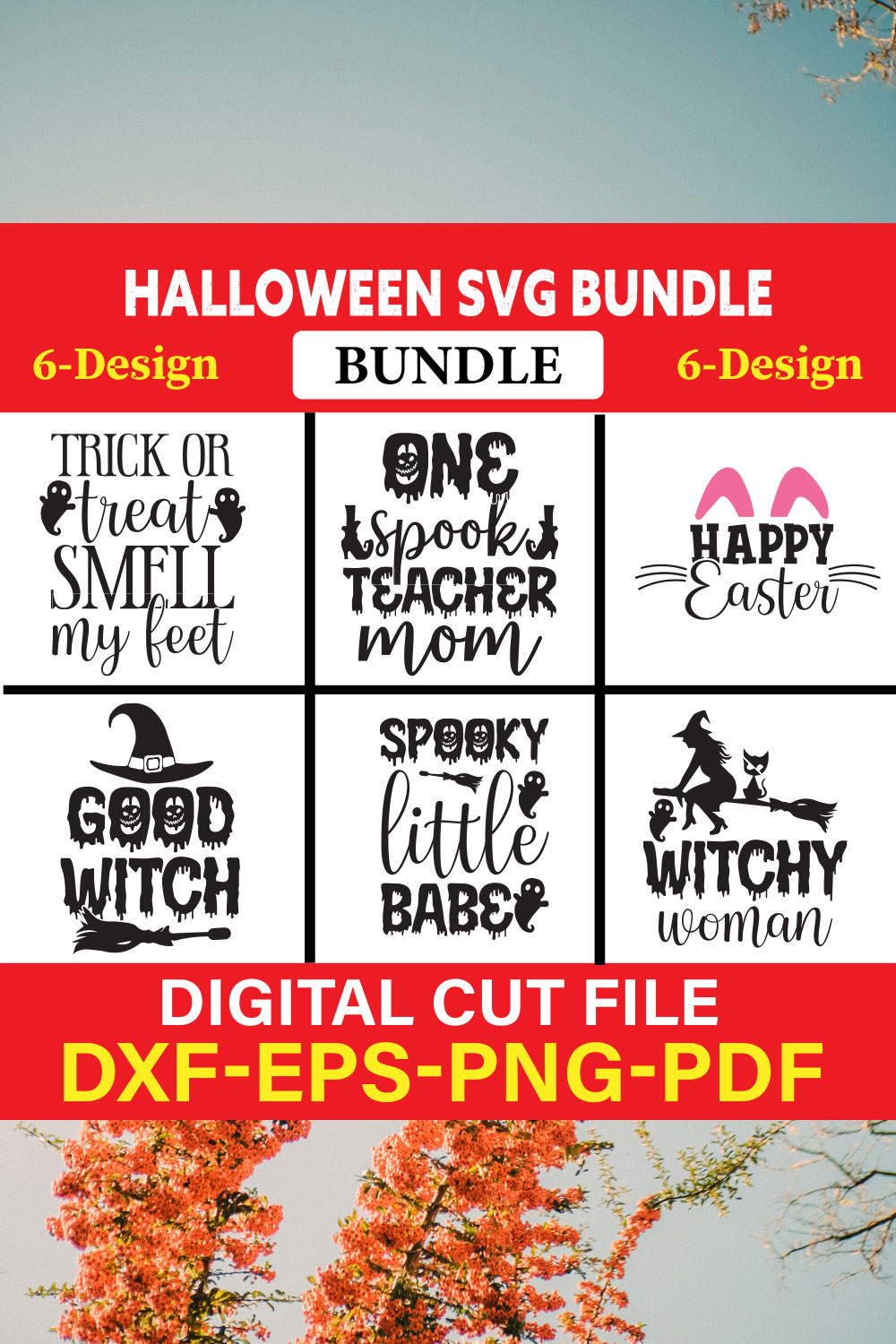 Halloween T-shirt Design Bundle Vol-19 pinterest preview image.