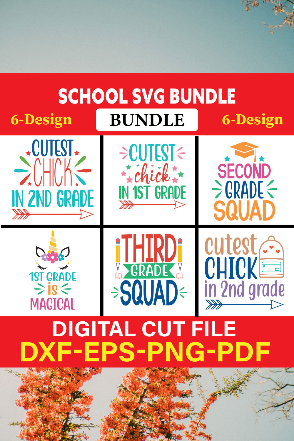 School svg bundle T-shirt Design Bundle Vol-4 pinterest preview image.
