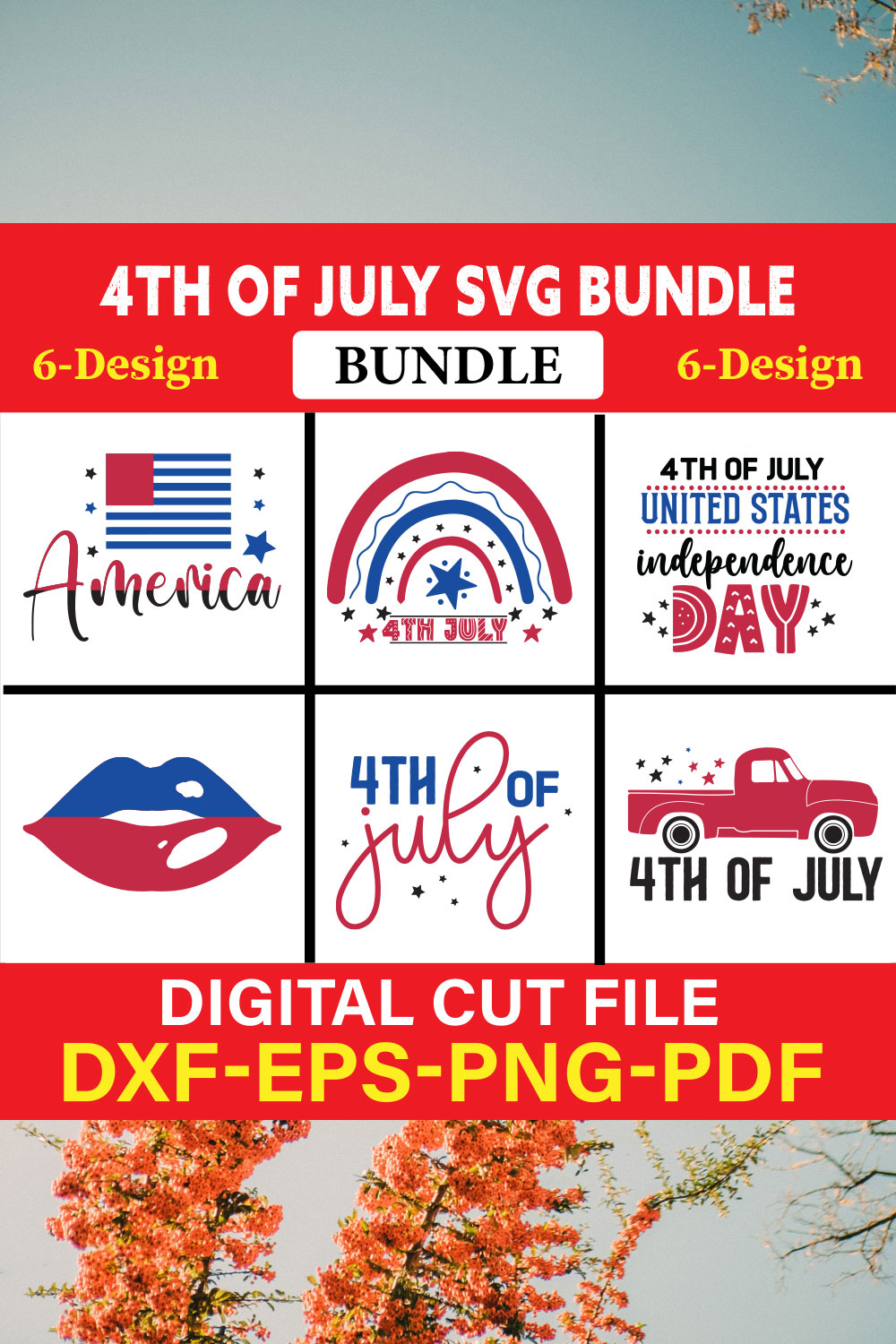 4th Of July T-shirt Design Bundle Vol-8 pinterest preview image.