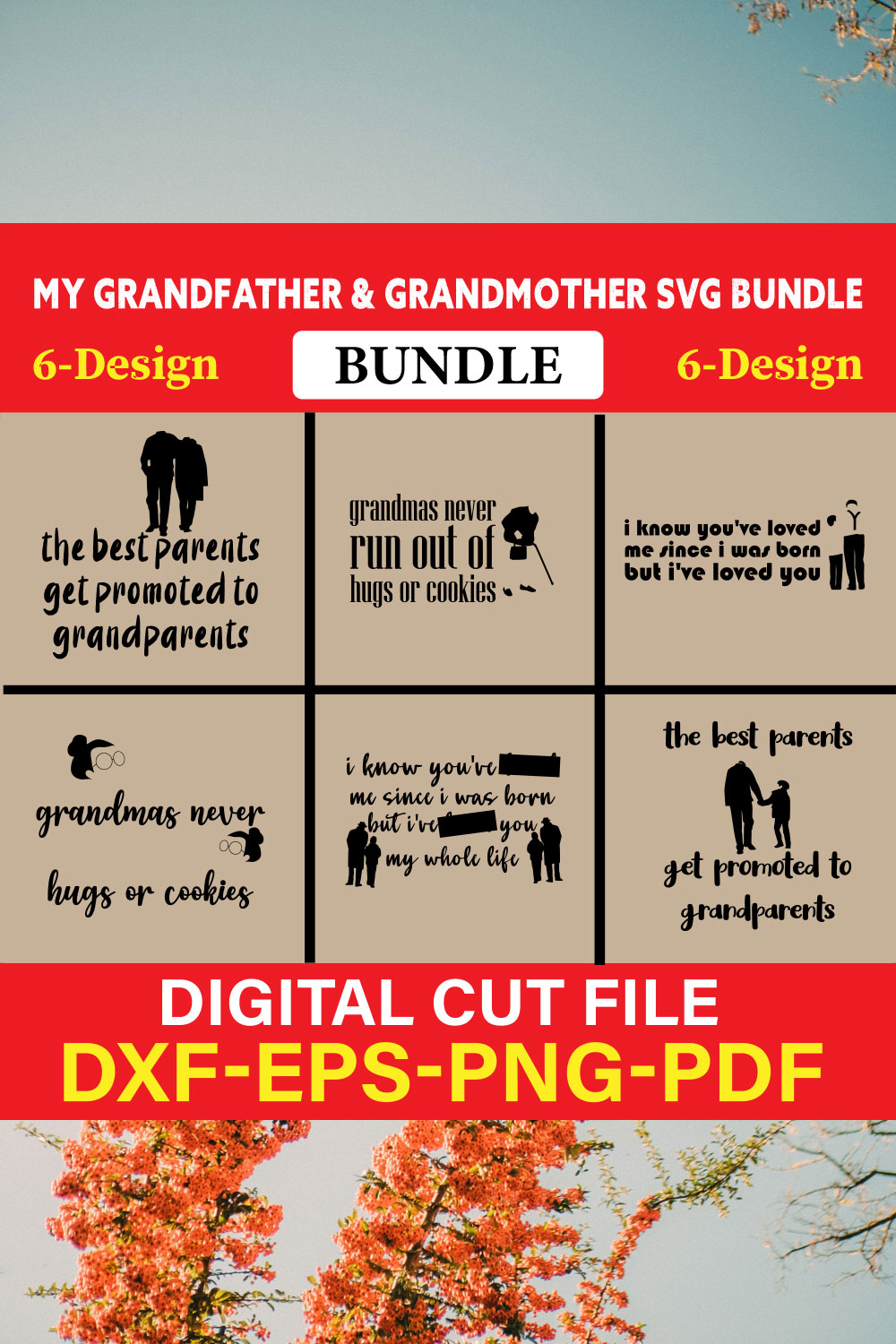 My Grandfather & Grandmother T-shirt Design Bundle Vol-3 pinterest preview image.