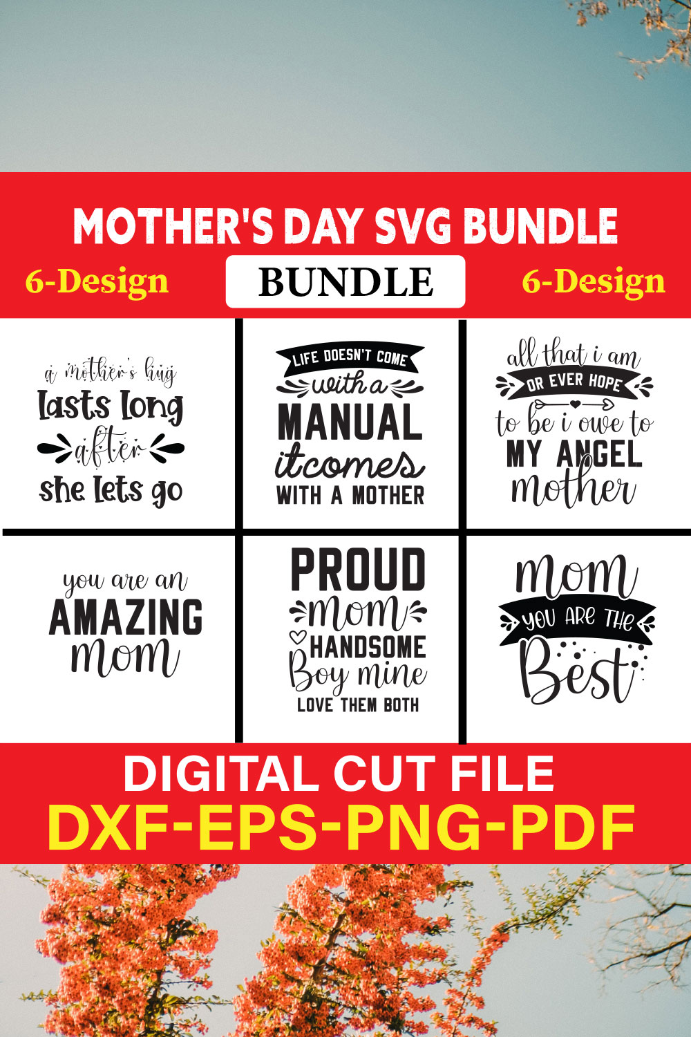 Mother's Day T-shirt Design Bundle Vol-12 pinterest preview image.