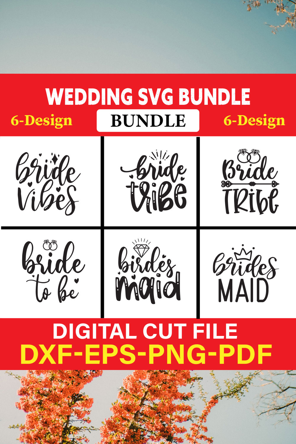 Wedding T-shirt Design Bundle Vol-3 pinterest preview image.