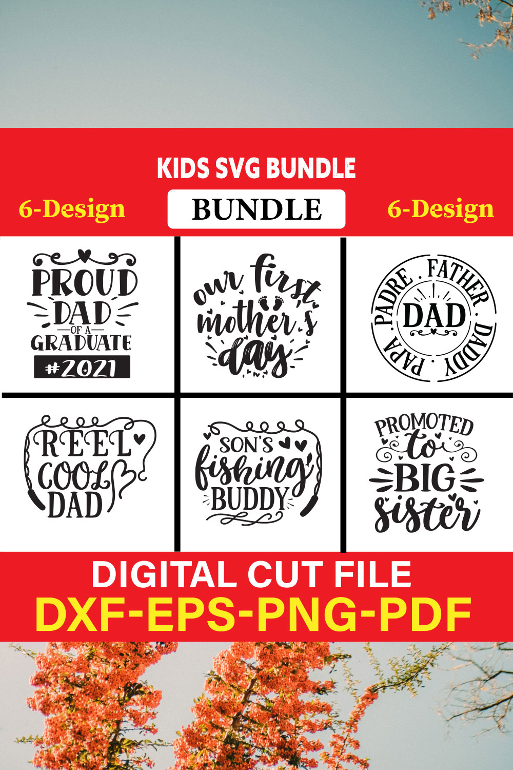 Kids T-shirt Design Bundle Vol-12 pinterest preview image.