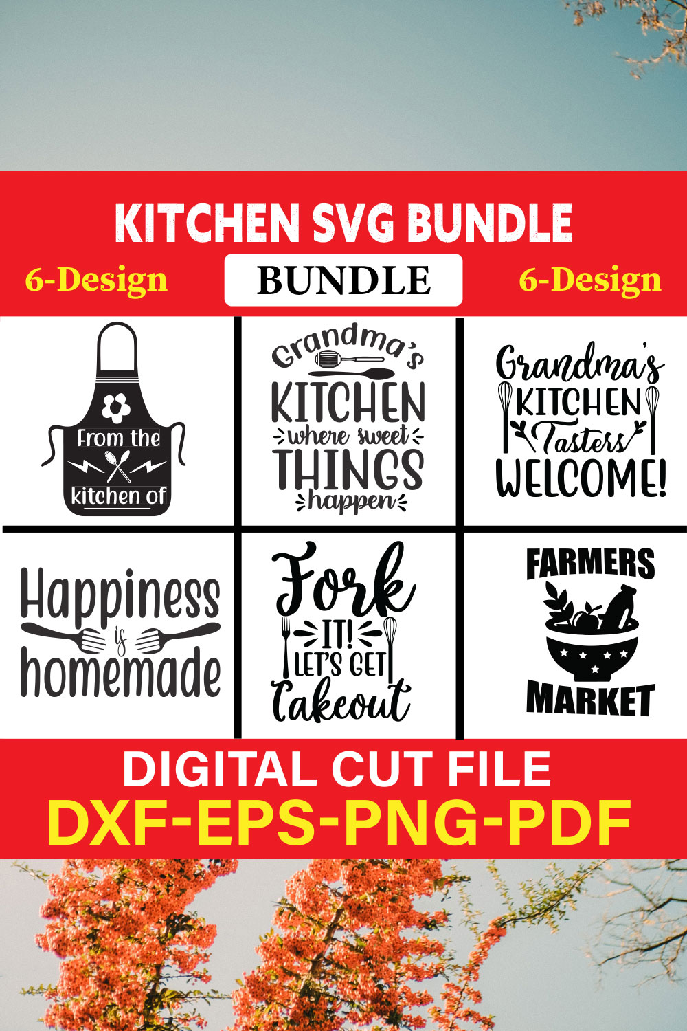 Kitchen T-shirt Design Bundle Vol-5 pinterest preview image.