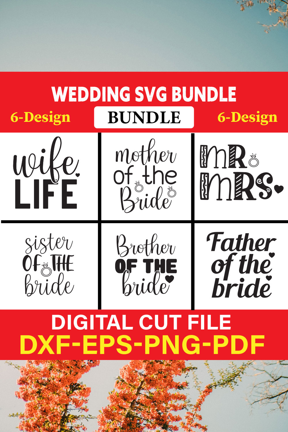 Wedding T-shirt Design Bundle Vol-6 pinterest preview image.