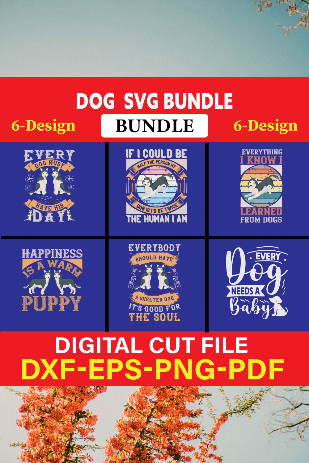 Dog T-shirt Design Bundle Vol-3 pinterest preview image.