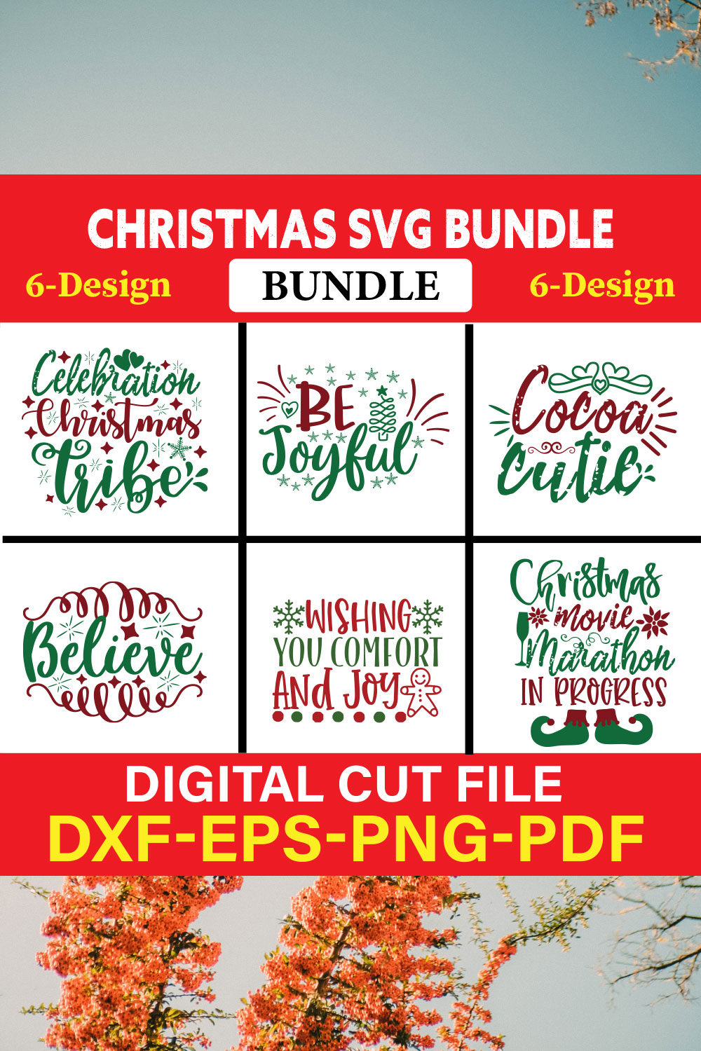 Christmas T-shirt Design Bundle Vol-32 pinterest preview image.