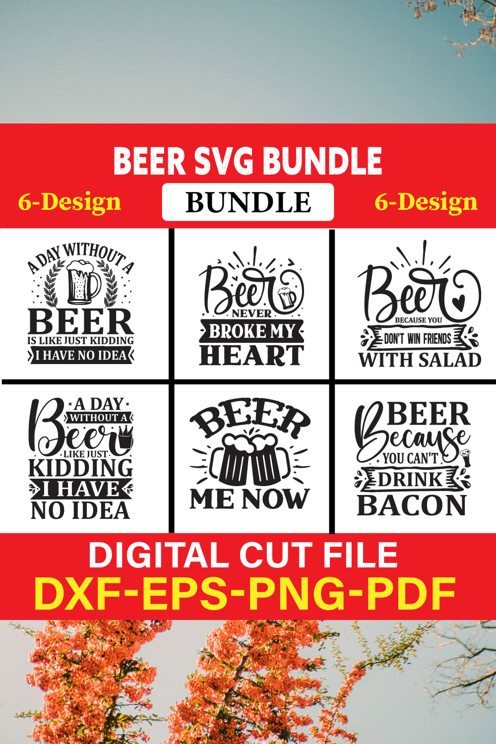 Beer T-shirt Design Bundle Vol-1 pinterest preview image.
