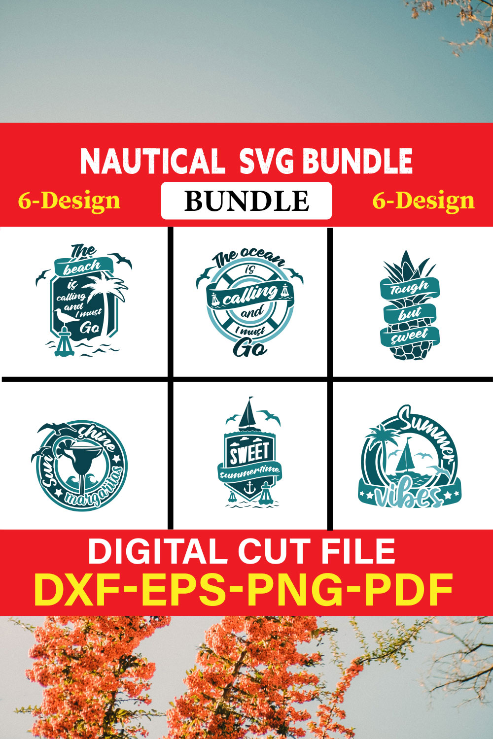 Nautical T-shirt Design Bundle Vol-6 pinterest preview image.