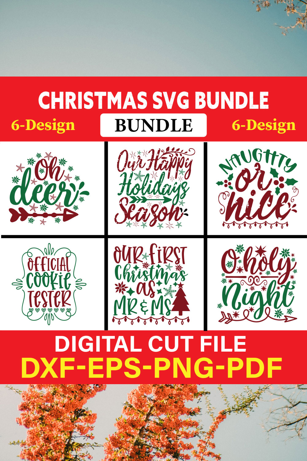 Christmas T-shirt Design Bundle Vol-37 pinterest preview image.