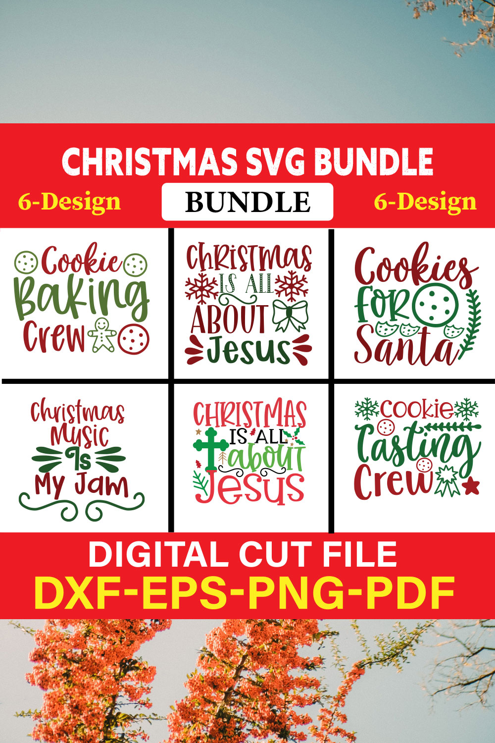 Christmas T-shirt Design Bundle Vol-17 pinterest preview image.