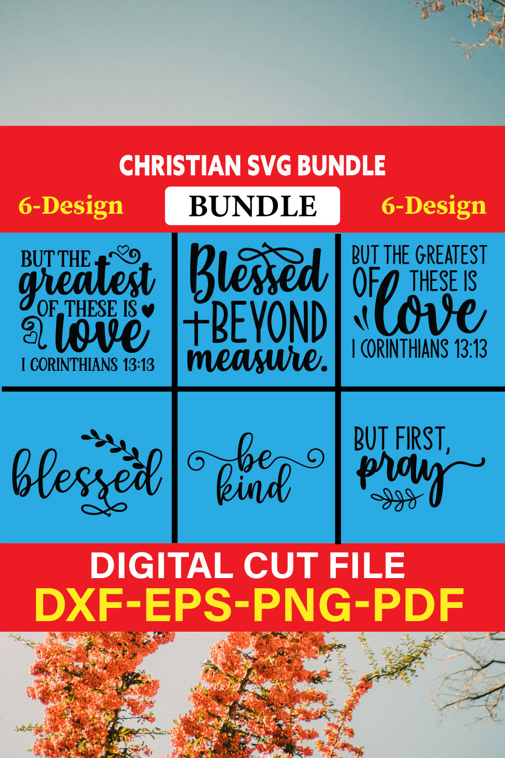 Christian T-shirt Design Bundle Vol-1 pinterest preview image.
