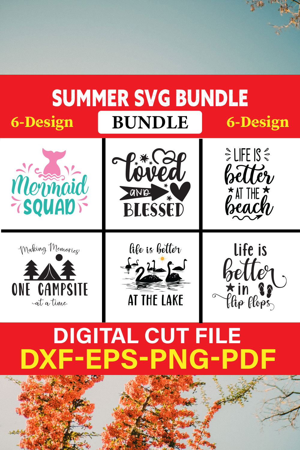 Summer T-shirt Design Bundle Vol-12 pinterest preview image.