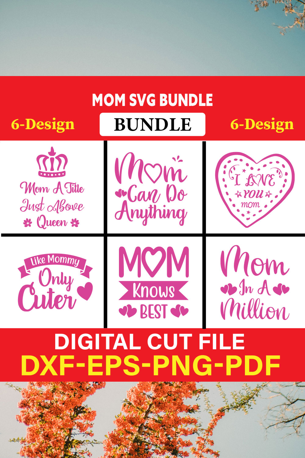 Mom T-shirt Design Bundle Vol-13 pinterest preview image.