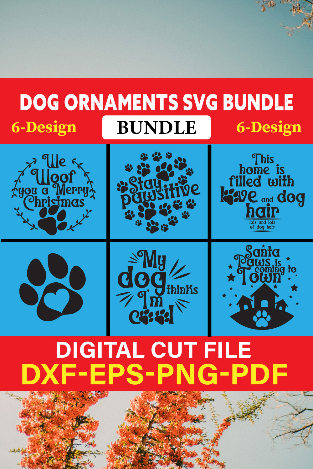 Dog Ornaments T-shirt Design Bundle Vol-3 pinterest preview image.