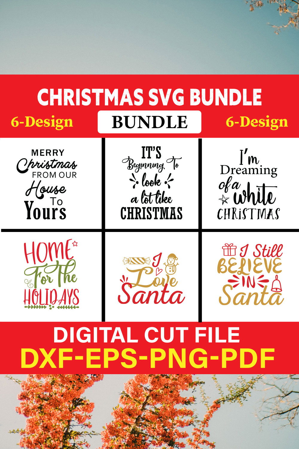 Christmas T-shirt Design Bundle Vol-48 pinterest preview image.