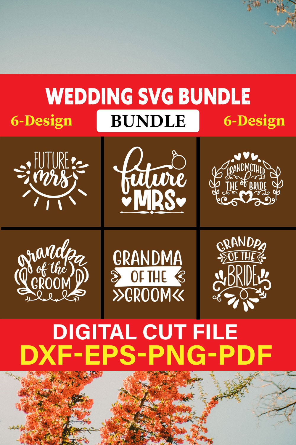 Wedding T-shirt Design Bundle Vol-16 pinterest preview image.