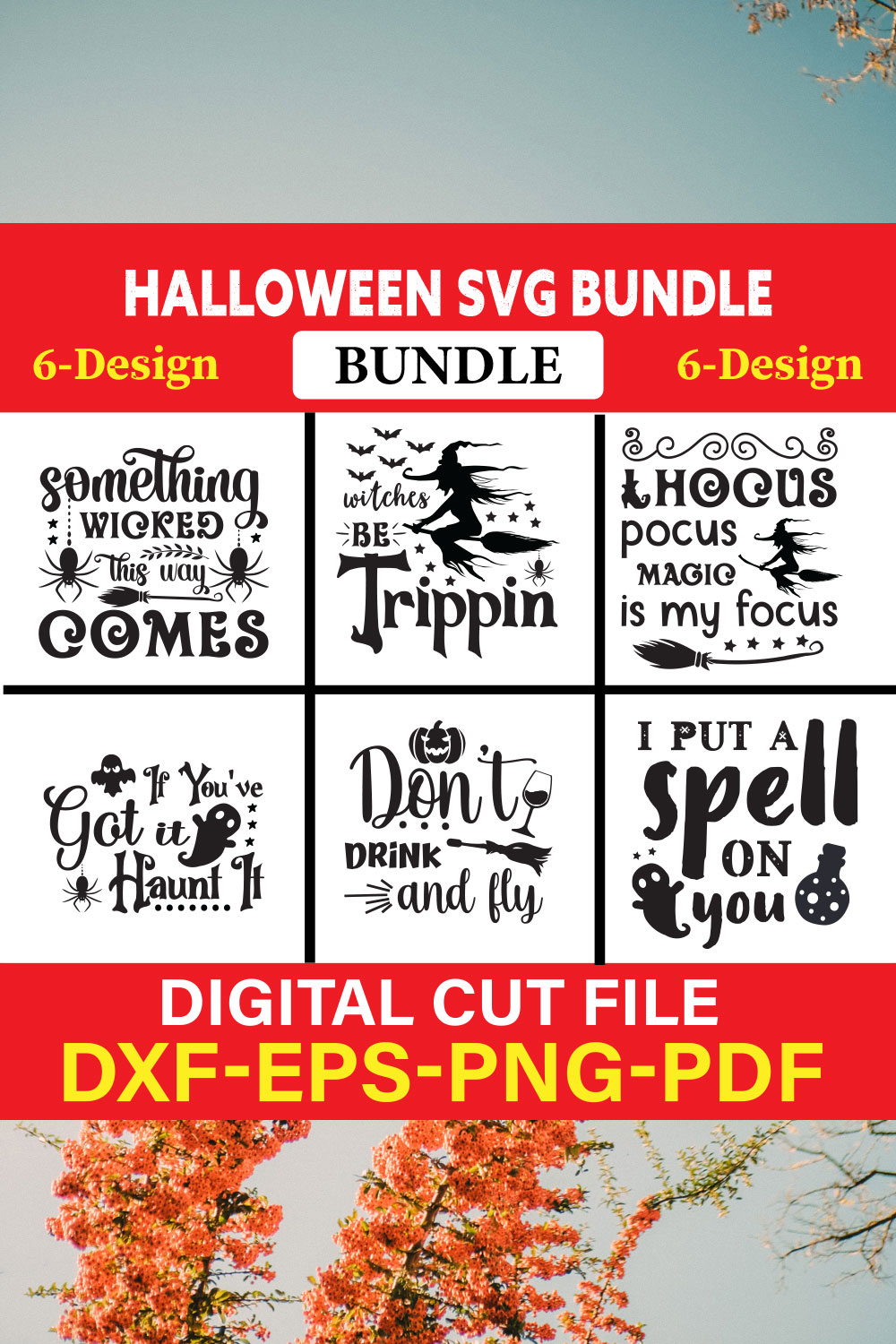 Halloween T-shirt Design Bundle Vol-5 pinterest preview image.