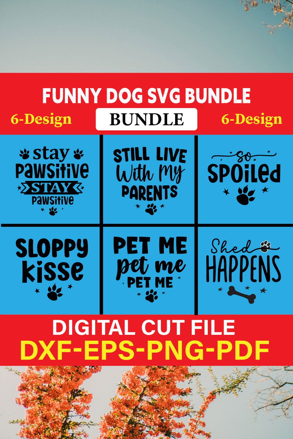 Funny Dog T-shirt Design Bundle Vol-5 pinterest preview image.