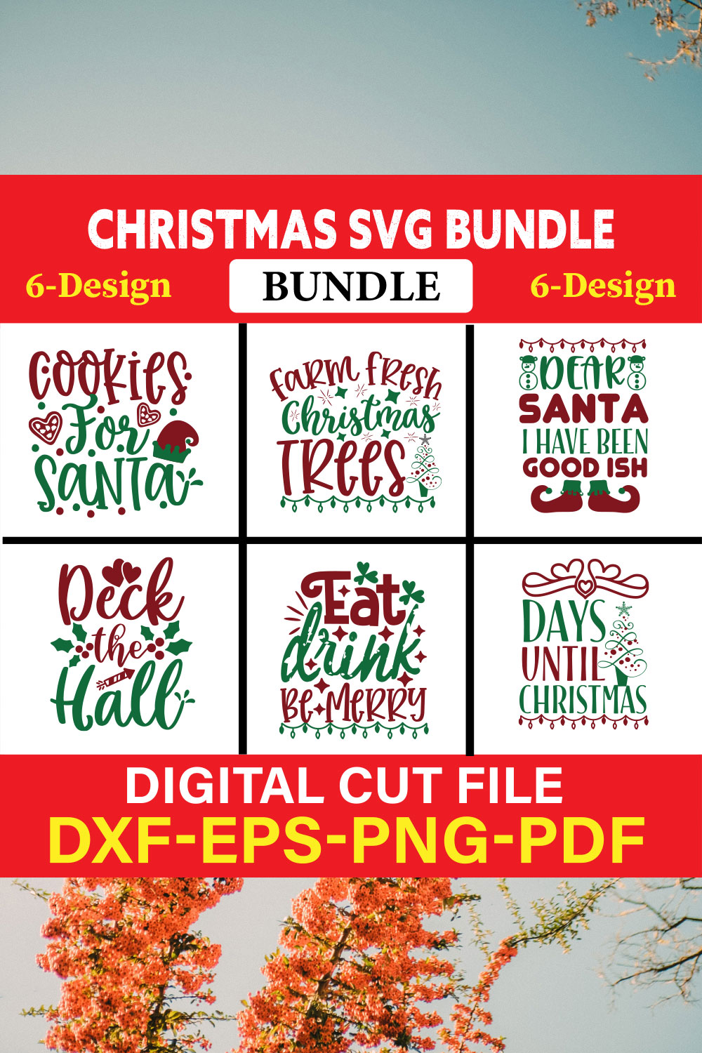 Christmas T-shirt Design Bundle Vol-33 pinterest preview image.