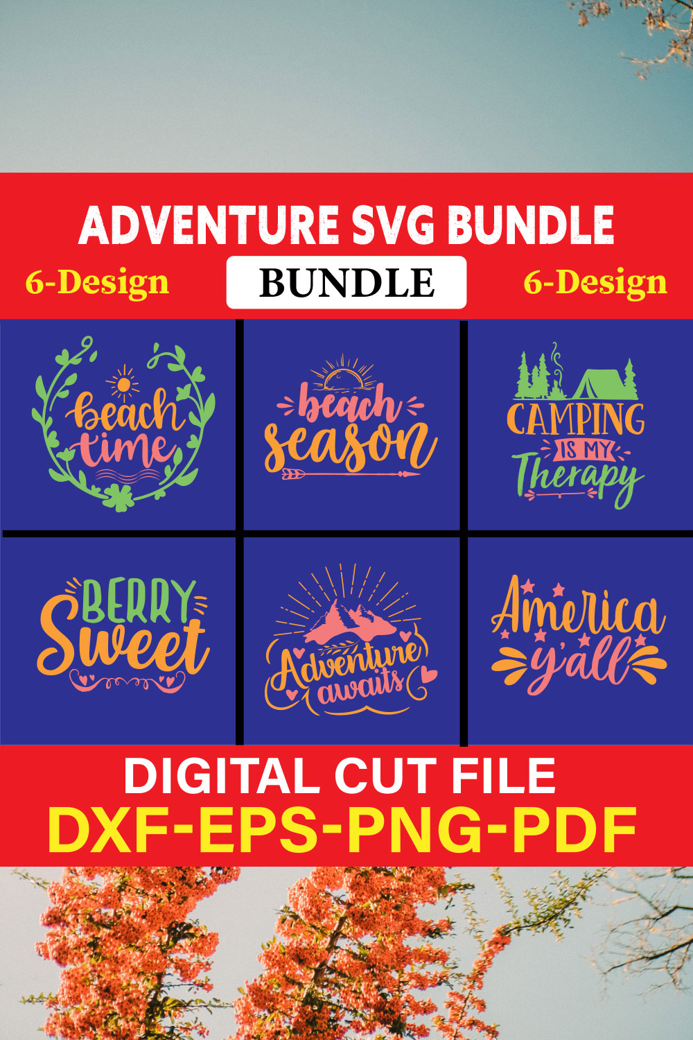 Adventure T-shirt Design Bundle Vol-1 pinterest preview image.